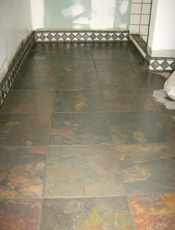 Finished  natural  stone tile bathroom floor