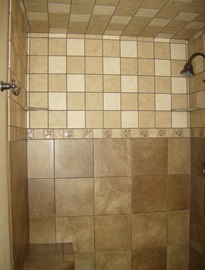 Tiled shower wall
