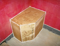 Shower bench ready for tiling