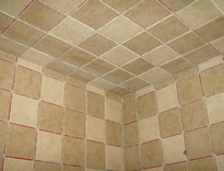 Tiled shower ceiling corner